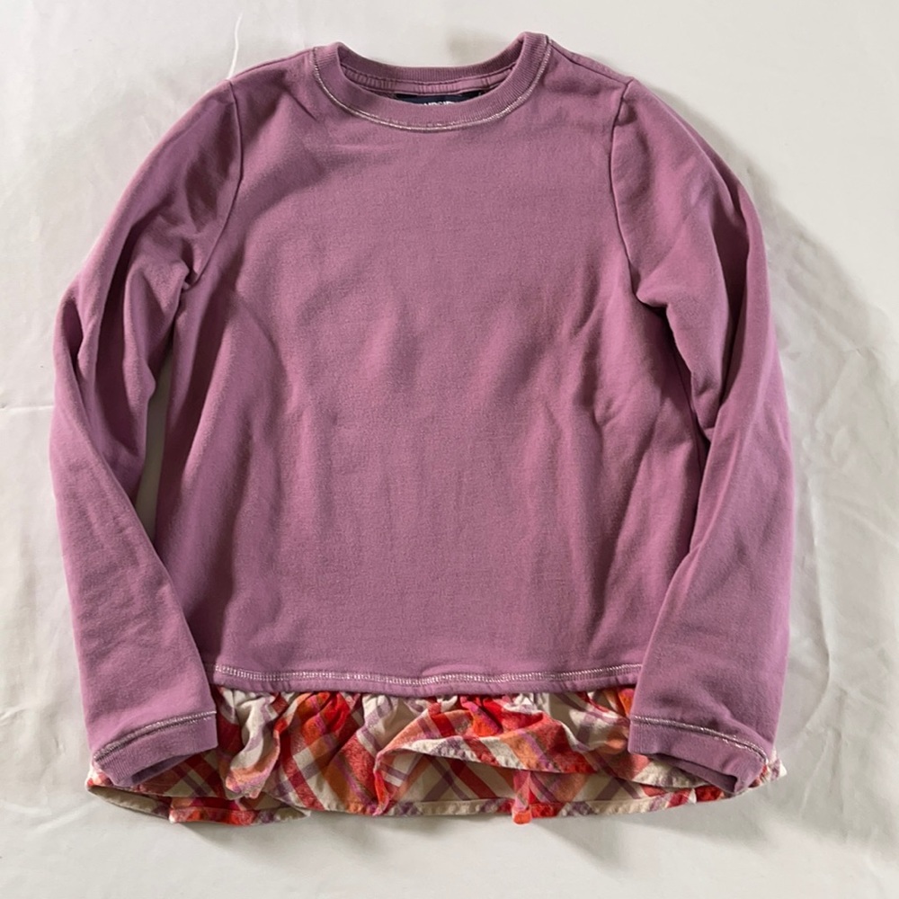 Land’s End Purple Sweater Plaid Ruffle M 10/12